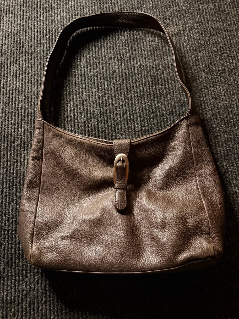 Dana Buchman Brown Pebbled Leather Hobo Shoulder Bag Buckle Purse